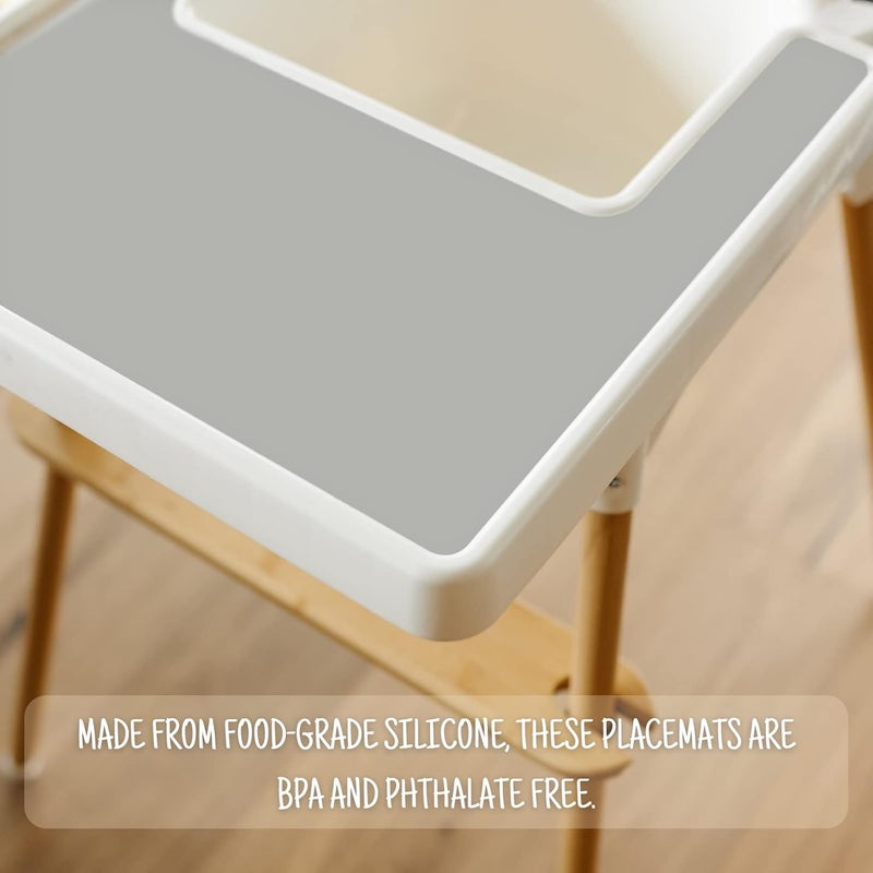 Mintlyfe حصيرة عالية الكرسي لطاولة طعام أطفال إيكيا أنتيلوب، صينية سيليكون للأطعمة الأصابع للأولاد والبنات، الأطفال، الصغار (رمادي فاتح) - Image 3